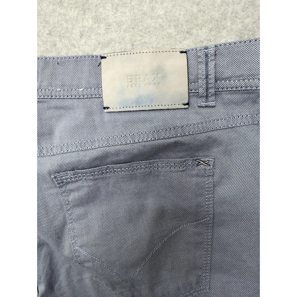 Brax Pants Mens 36x32 Light Blue Gray Cooper Fancy Regular Fit Micro Print Chino